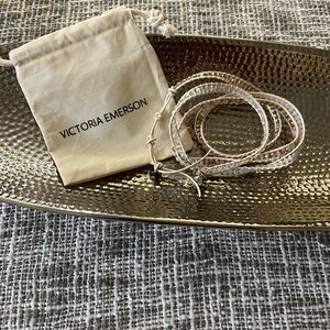 Brand new Victoria Emerson wrap around genuine leather crystal beaded bracelet
